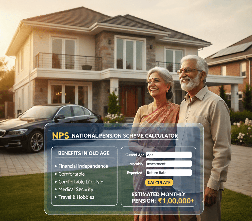 National Pension Scheme NPS PENSION Calculator 2025 - Calculate corpus, monthly pension, and tax benefits for retirement planning
